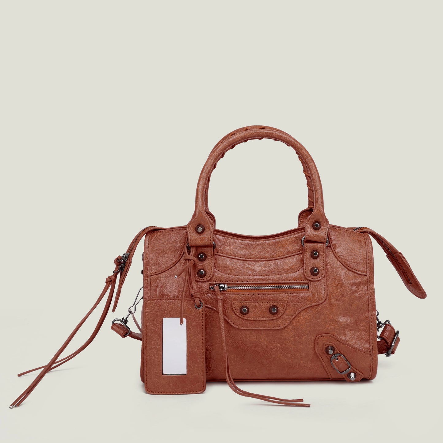 sac a main luxe marron grand format