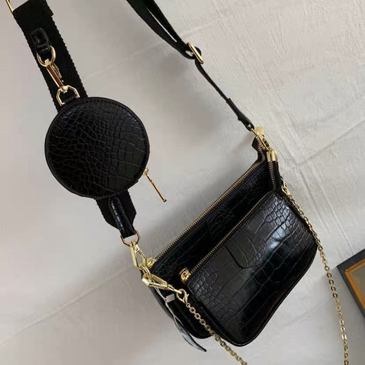 sac bandouliere noir croco