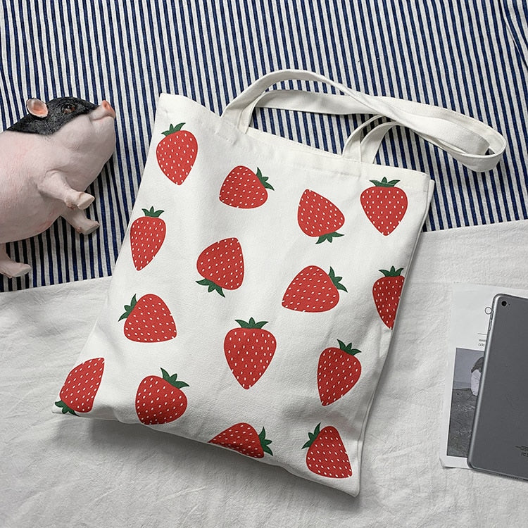 tote bag imprimé fraises
