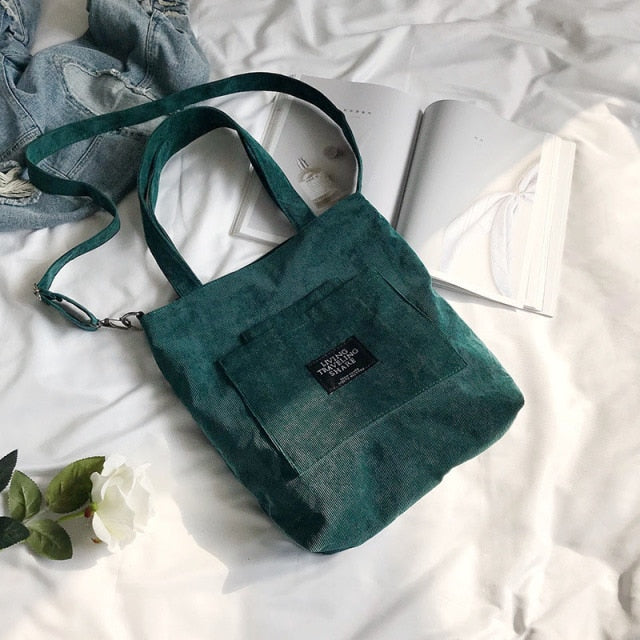 sac en velours bleu vert